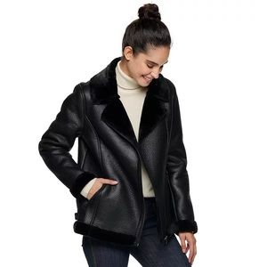 Faux Sherling Moto Jacket